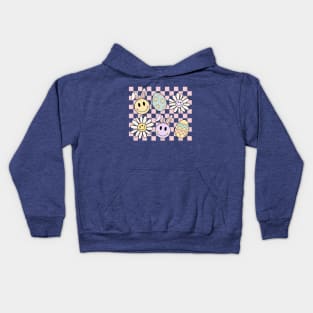 Happy Easter Eggs Bunny Checkered Kids Hoodie